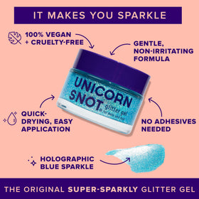 UNICORN SNOT close-up of gel texture showing holographic flecks for vibrant shine