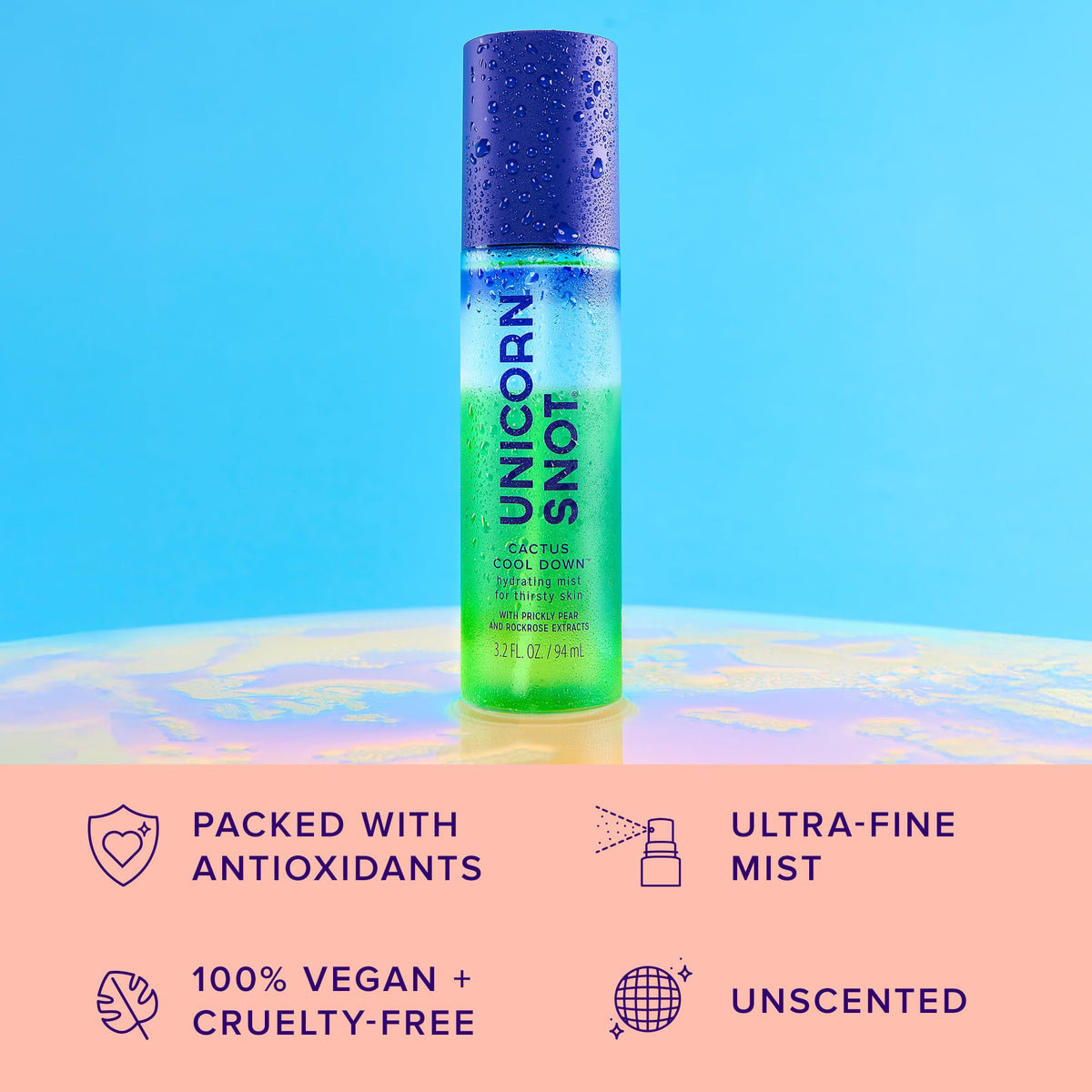UNICORN SNOT spray in use at the beach for soothing post-sun relief