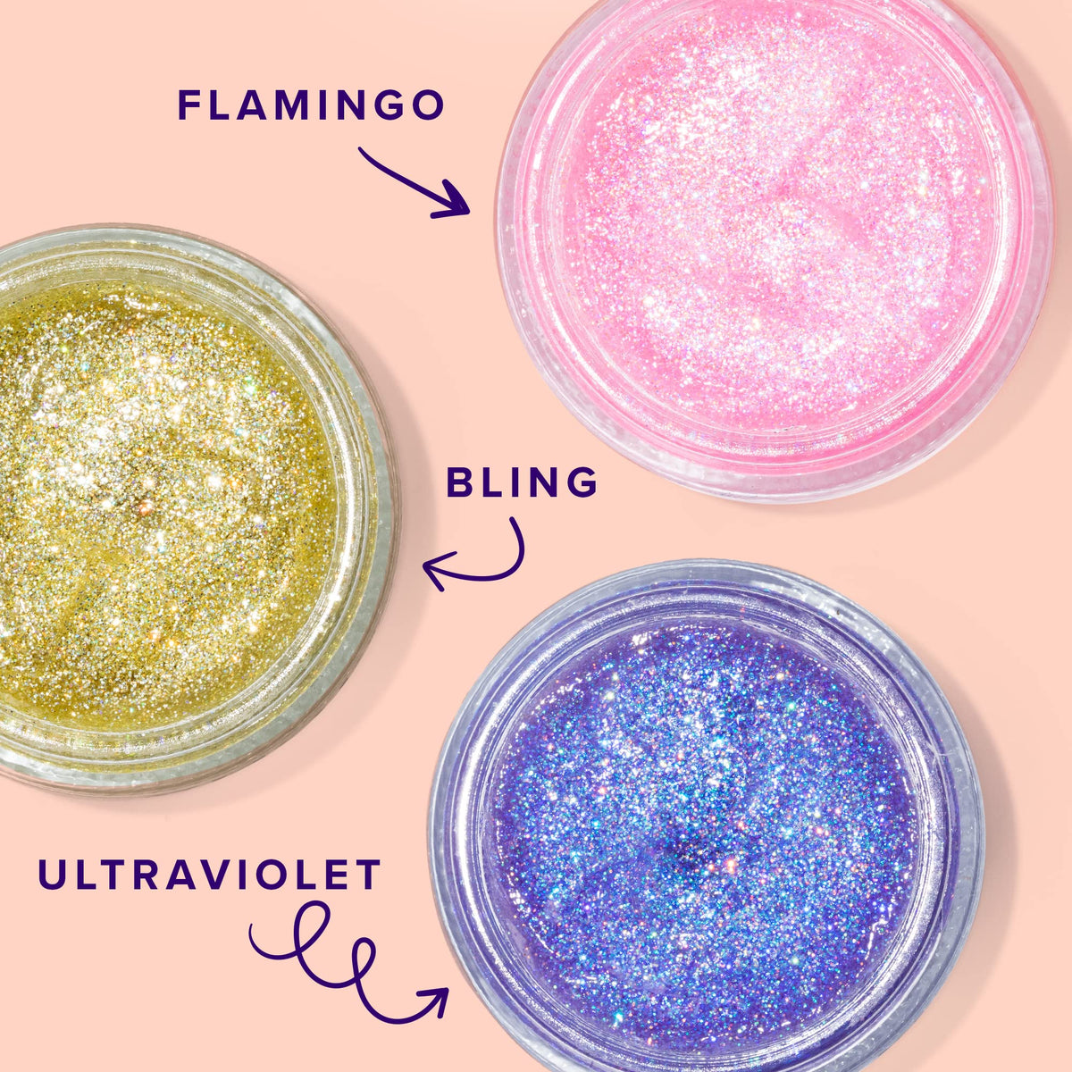 UNICORN SNOT Flamingo gel texture close-up demonstrating smooth cosmetic-grade glitter