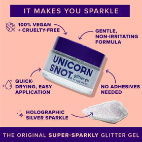UNICORN SNOT close-up gel texture revealing holographic glitter intensity