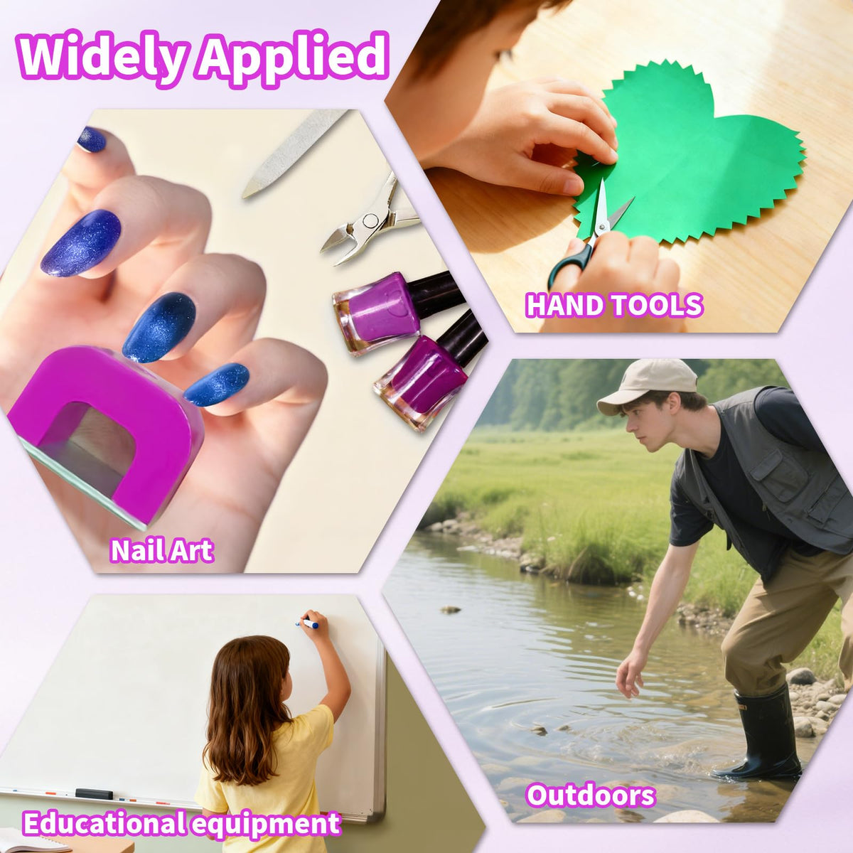 UnicornMAG magnet held over a nail demonstrating easy in-use pattern control