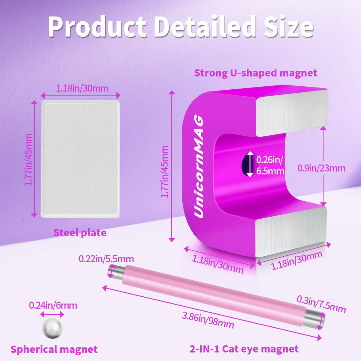UnicornMAG boxed packaging with magnet and instructions for ready-at-home use benefit