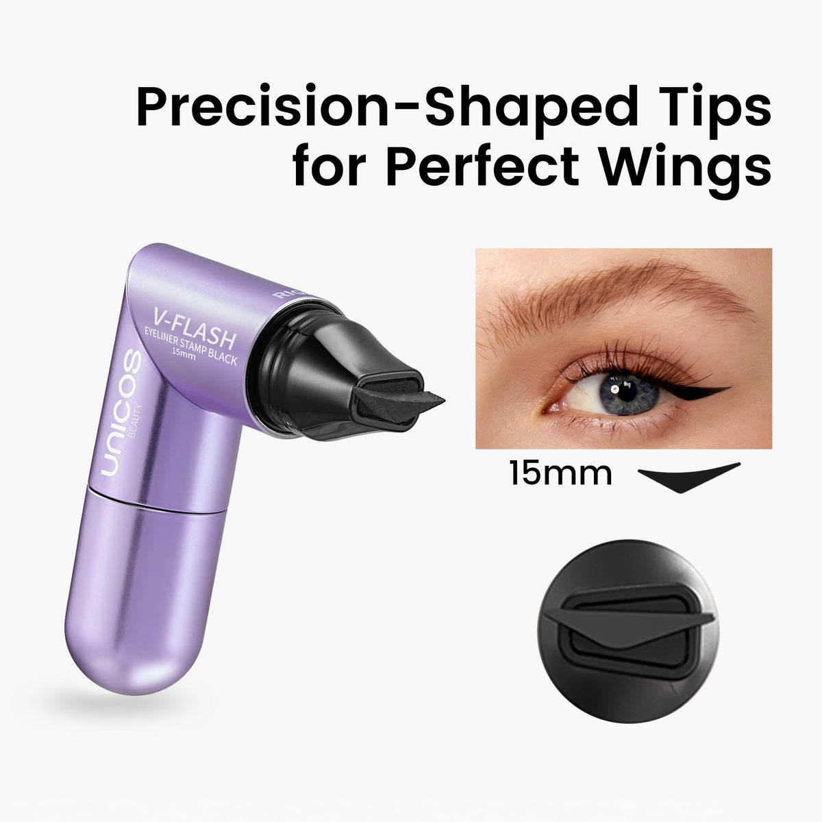 Unicos 90° ergonomic bend close-up demonstrating clear view for precise placement