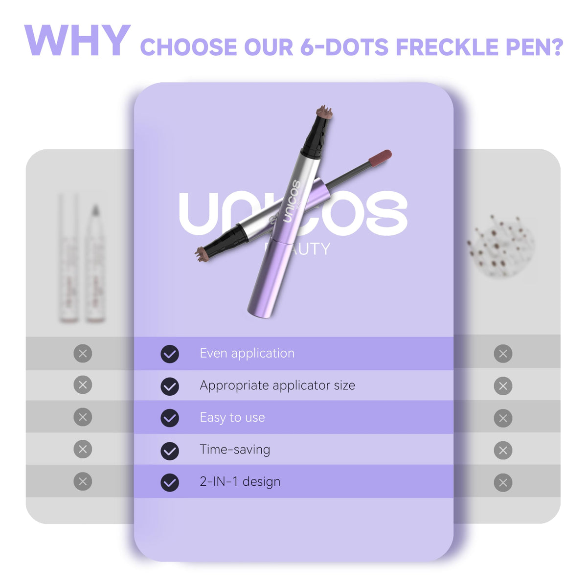 Unicos freckle stamp before after portrait illustrating natural sun-kissed result