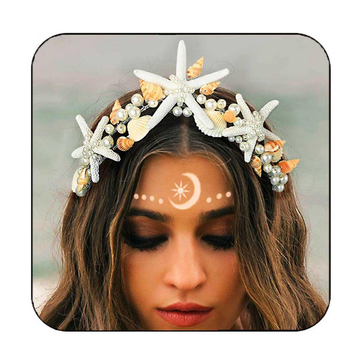 Unicra front view silver pearl headband showing elegant coastal design benefit