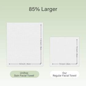 UNIFREE expanded towel full size showing 11.8x9.8 inch coverage for efficient cleaning