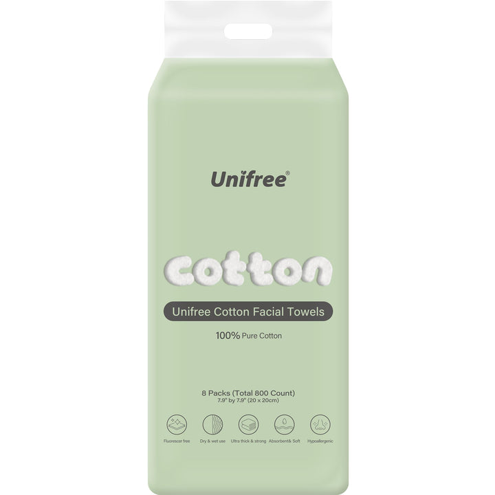 UNIFREE front packaging showing 8-pack and 800 count, value and convenience