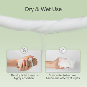 UNIFREE towel size shown next to hand, compact compressed pack for travel
