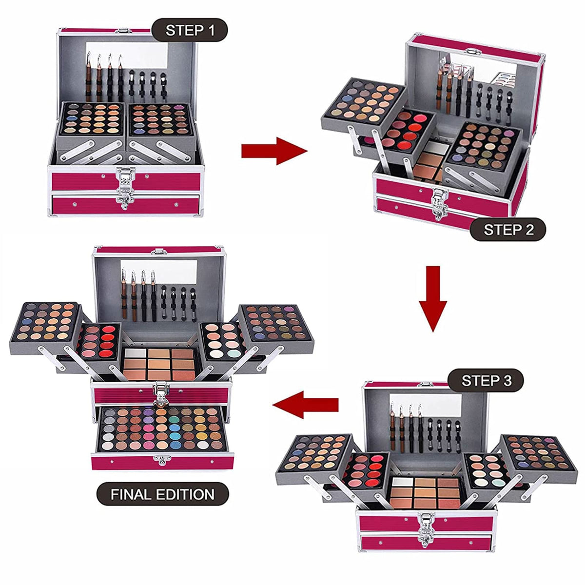 UNIFULL model applying eyeshadow illustrating kit's usability