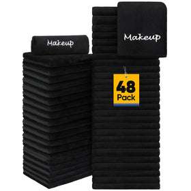 UNIMADE front folded stack of black cloths showing neat storage and organization benefits