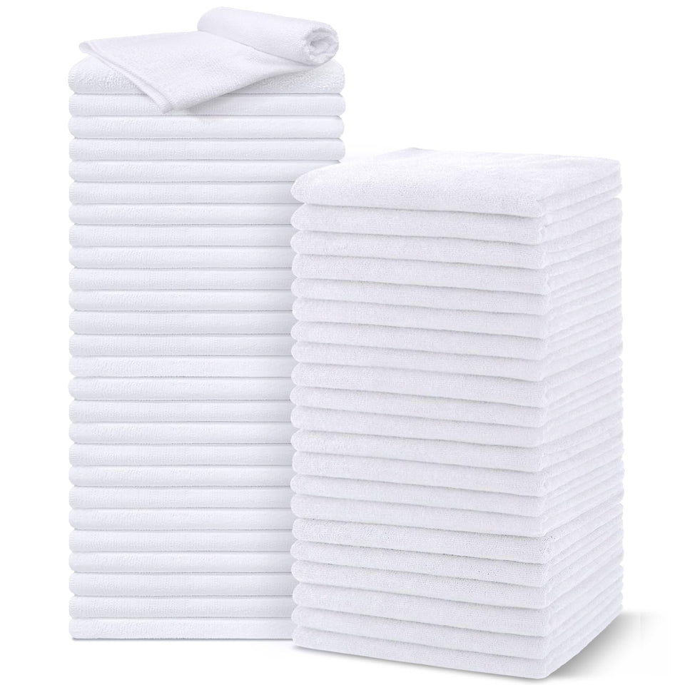 UNIMADE front view of 48-pack showing value and clean white towels