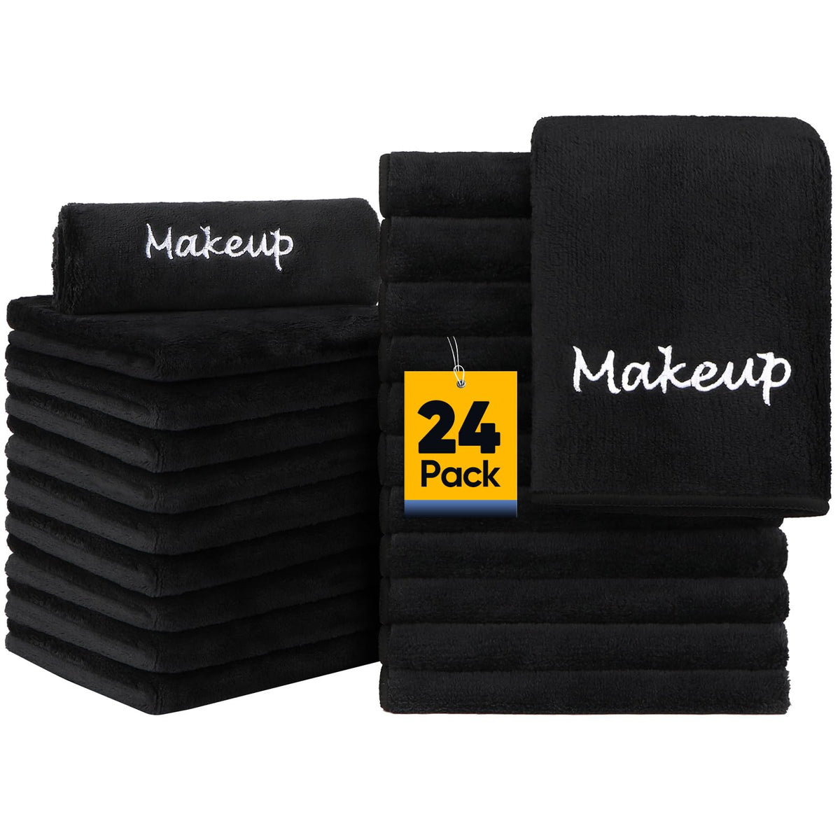 UNIMADE front pack of 24 black makeup remover cloths showing value