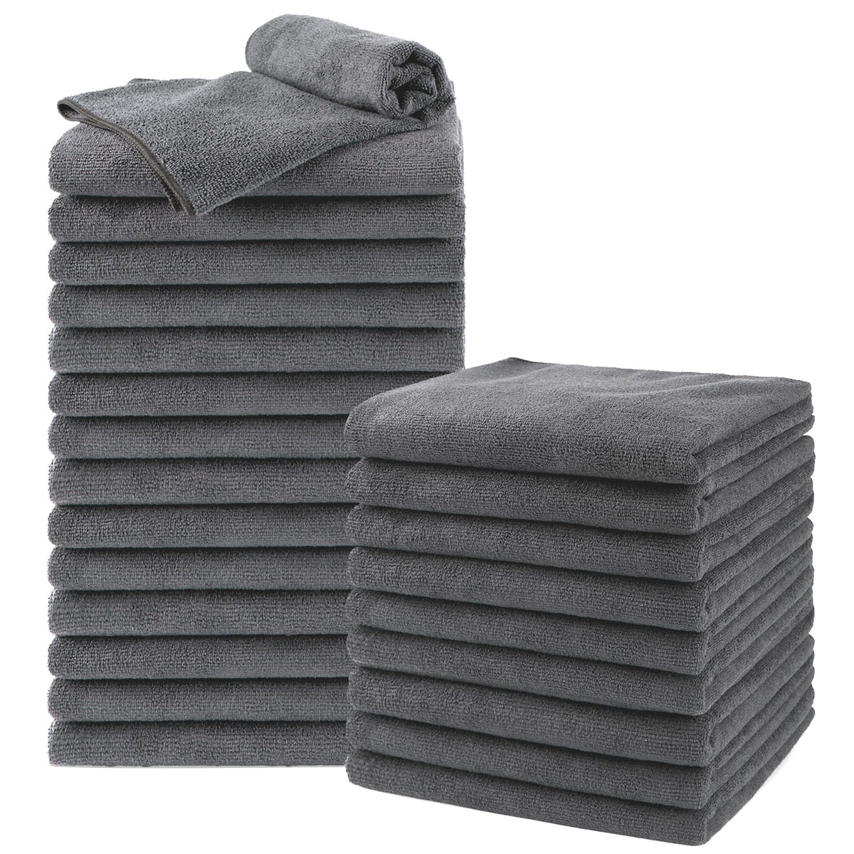 UNIMADE front pack of 24 grey towels showing quantity and value