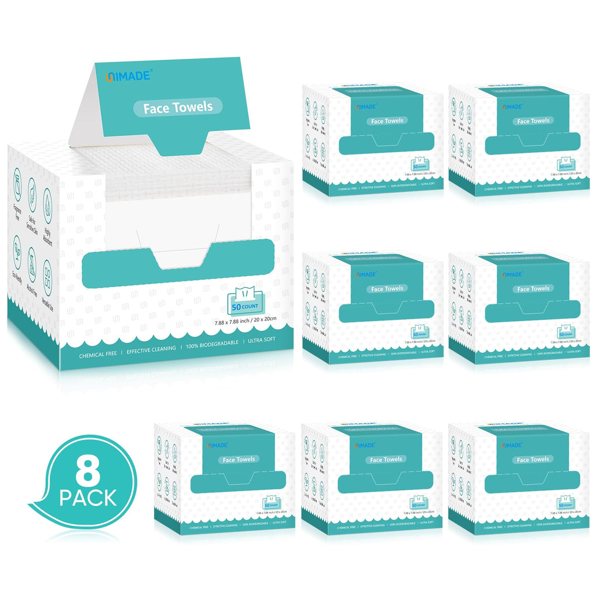 UNIMADE front packaging showing eight boxes and labeling, highlights supply