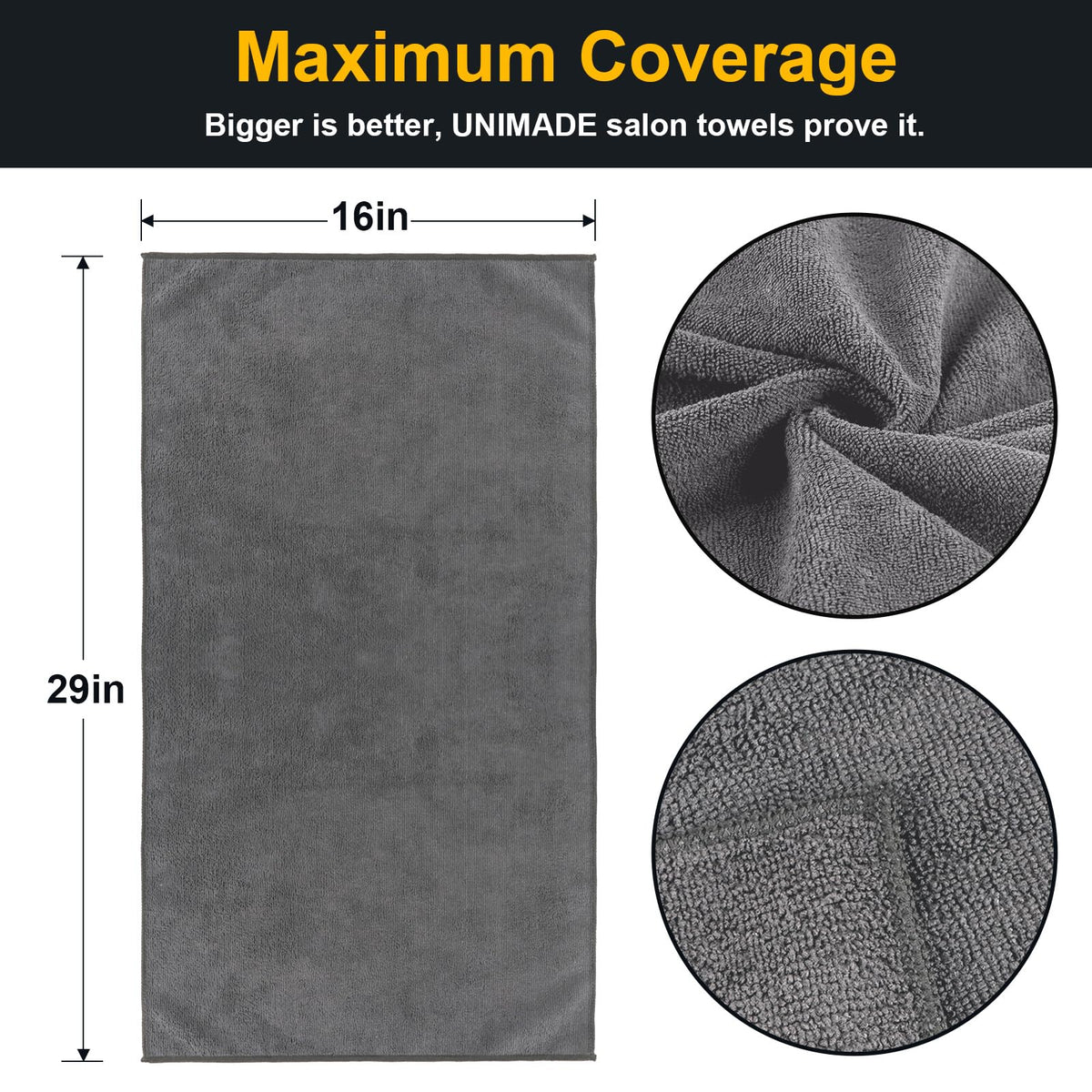 UNIMADE folded stack illustrating towel size and neat storage benefit