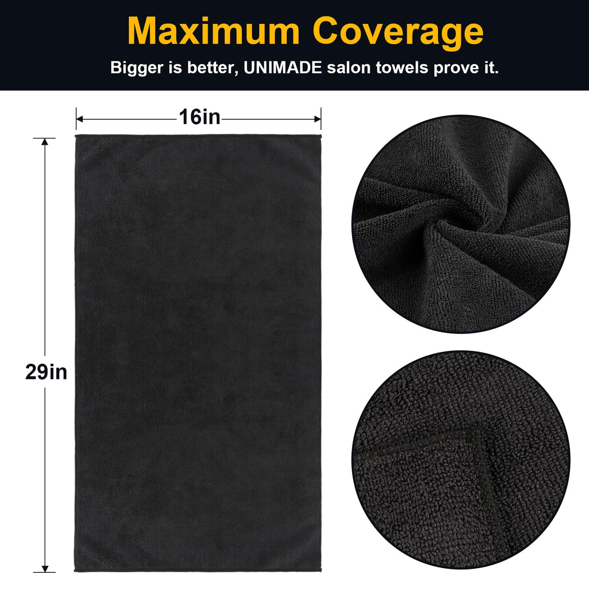 UNIMADE close-up microfiber texture highlighting fast absorbency and softness