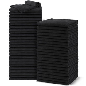 UNIMADE front pack of 48 black salon towels showing value and professional look