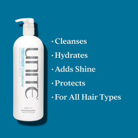 UNITE texture of conditioner on hand showing easy spread and slip