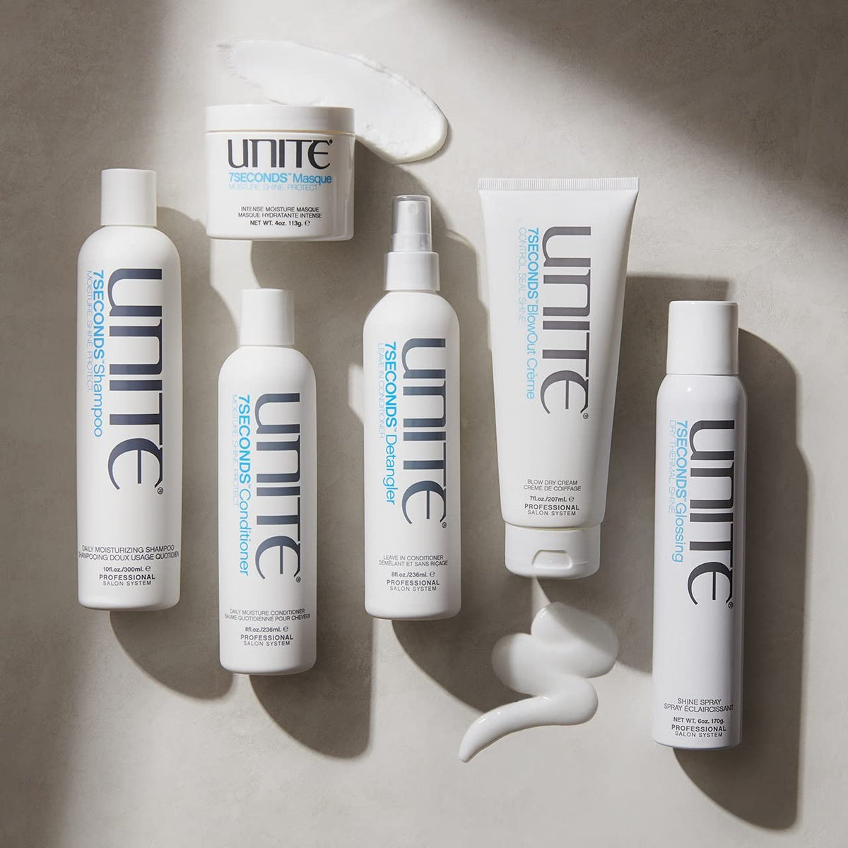 UNITE salon lifestyle shot of masque delivering professional finish at home