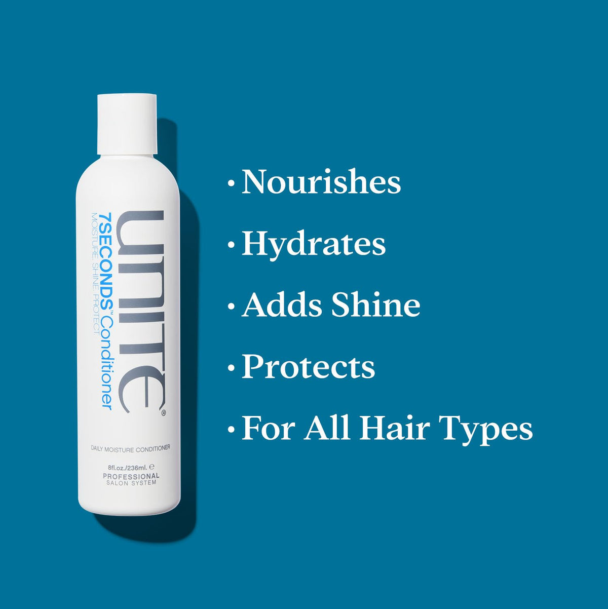 UNITE conditioner creamy texture pouring to show lightweight hydration benefit
