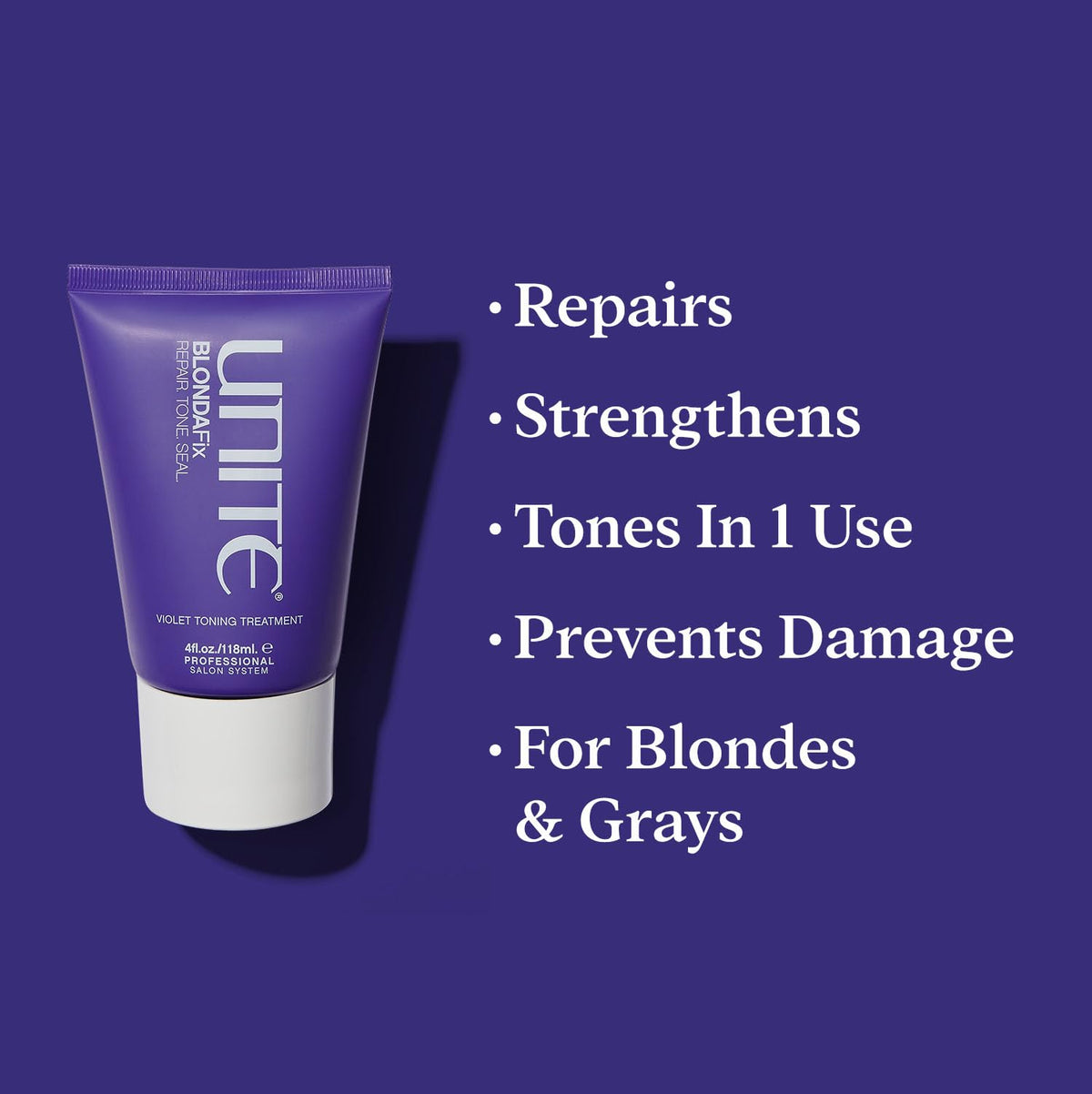 UNITE BLONDA Fix violet cream texture close-up showing pigment and reparative consistency