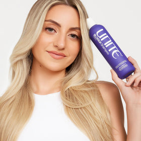 UNITE Hair BLONDA beside ruler showing 33.8 fl oz scale, long-lasting professional volume