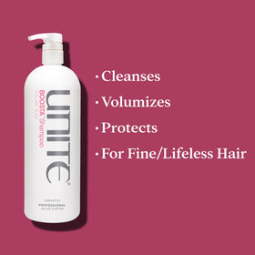 UNITE BOOSTA in bathroom lifestyle scene showing salon-quality routine at home