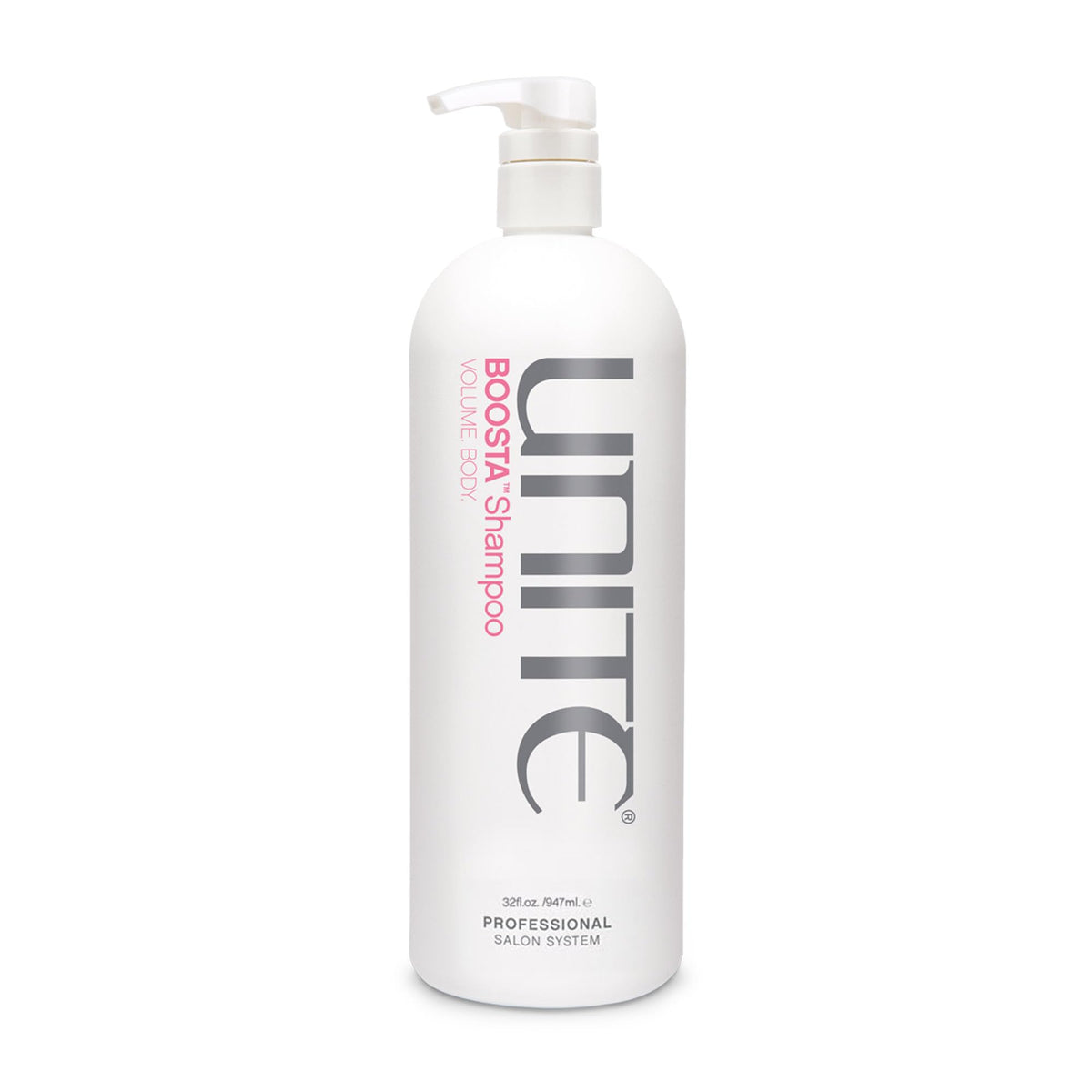 UNITE BOOSTA bottle front view showing professional packaging and sizing benefit