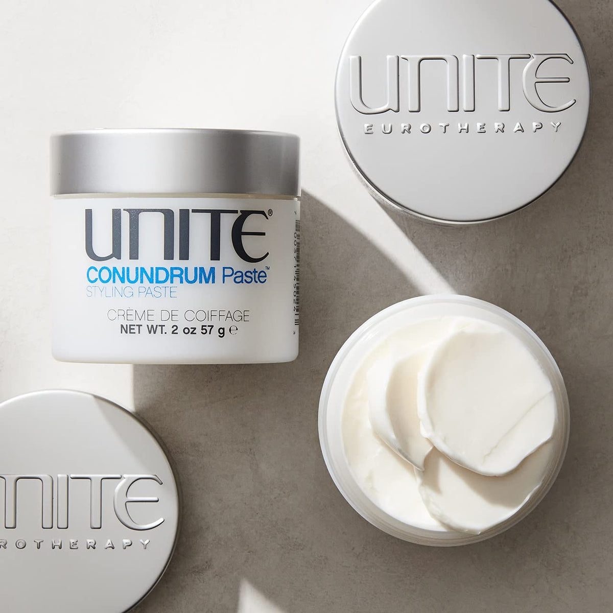 UNITE CONUNDRUM texture close-up showing creamy-waxy paste for easy distribution