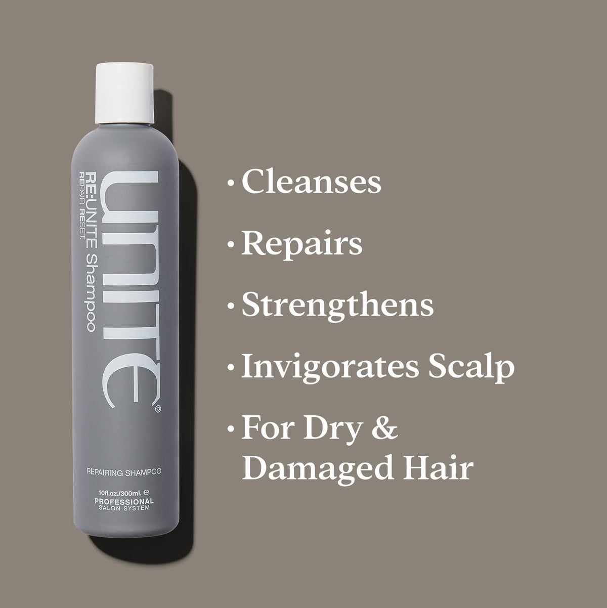 UNITE RE:UNITE creamy shampoo texture close-up showing gentle lather and conditioning feel