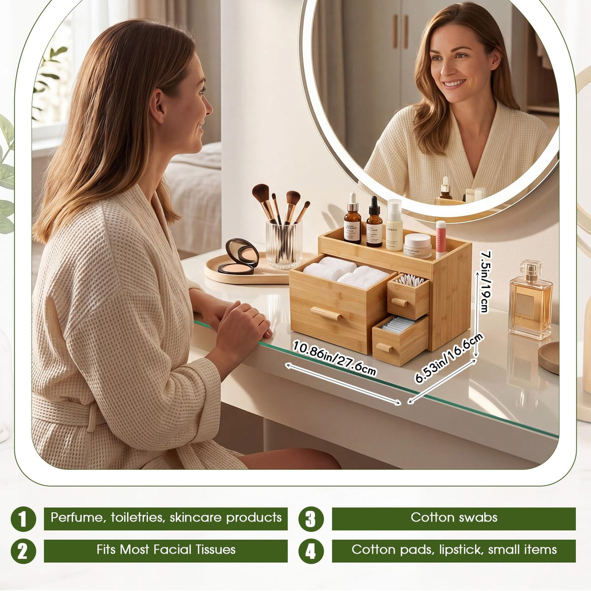 Unittype top shelf holding skincare bottles for quick access and stability