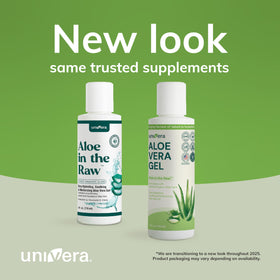 Univera open jar showing clear gel texture and fast-absorbing hydration benefit