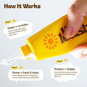 UNLEASHIA label close-up highlighting niacinamide and banana extract benefits for brightening