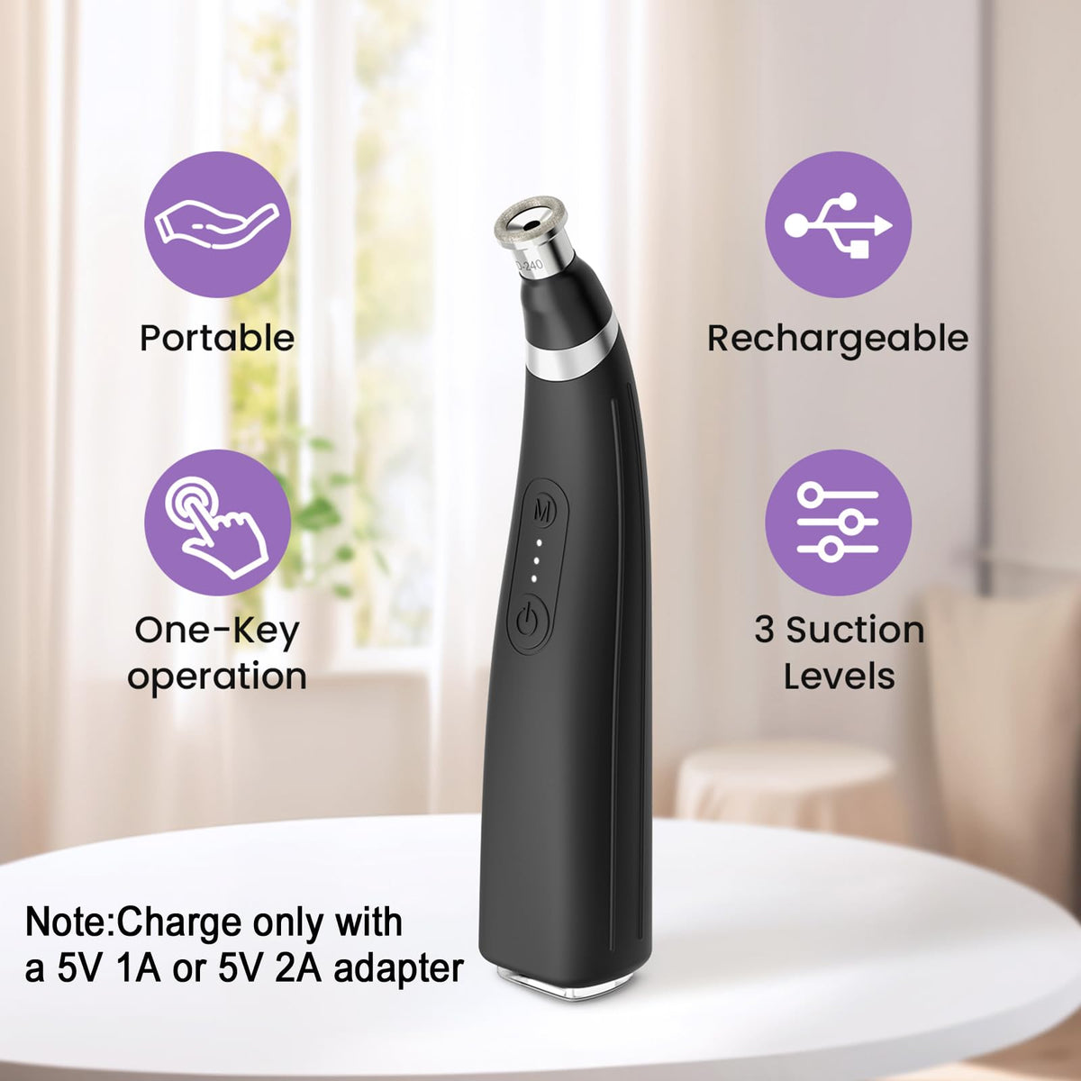 UNOISETION device tucked in a travel bag demonstrating portability and on-the-go skincare