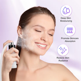 UNOISETION device in use on woman demonstrating safe home exfoliation and clearer pores