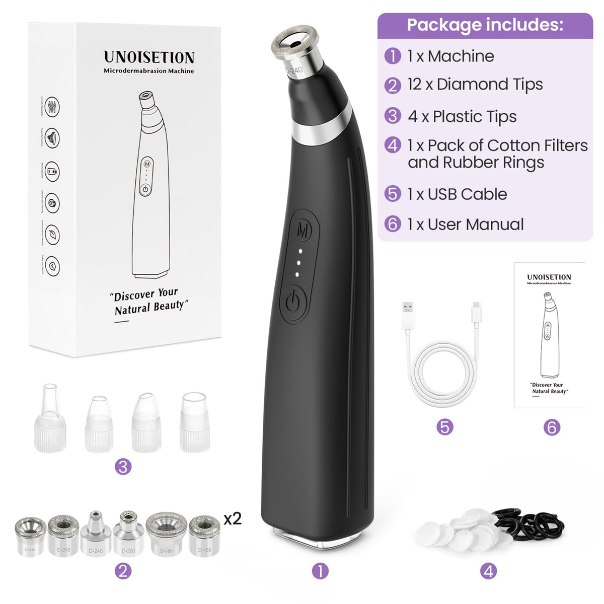 UNOISETION silicone grip close-up showing ergonomic handle for steady, comfortable use