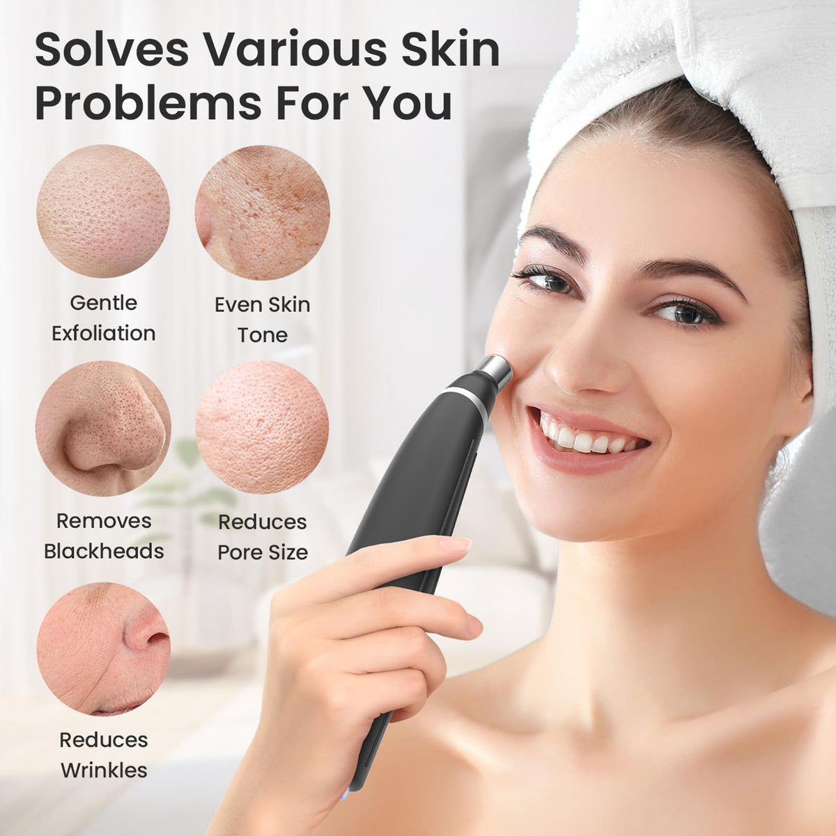 UNOISETION diamond tip close-up highlighting abrasive texture for controlled exfoliation