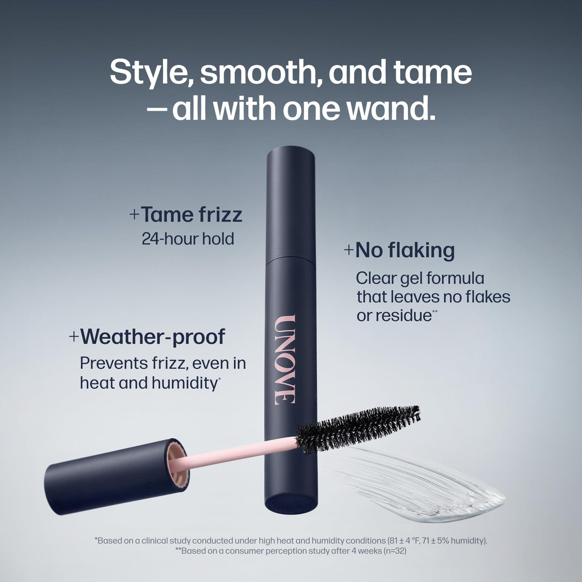 UNOVE applicator brush close-up demonstrating precise bristles for accurate flyaway control