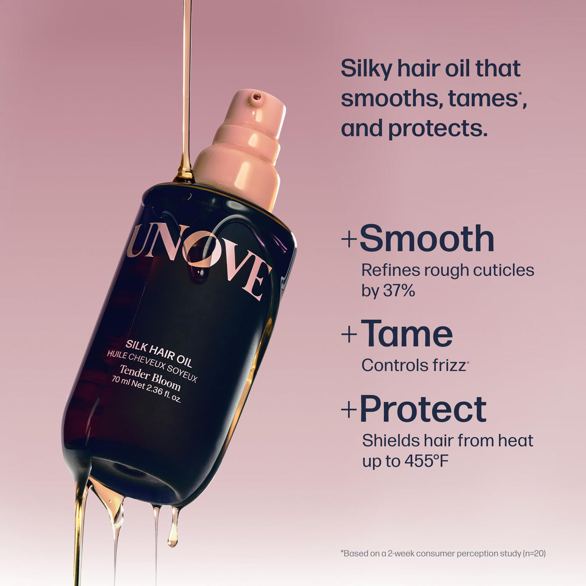 UNOVE texture close-up drop illustrating lightweight, fast-absorbing formula benefit