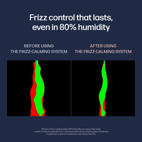 UNOVE before and after hair image showing reduced frizz and smoother, shinier finish