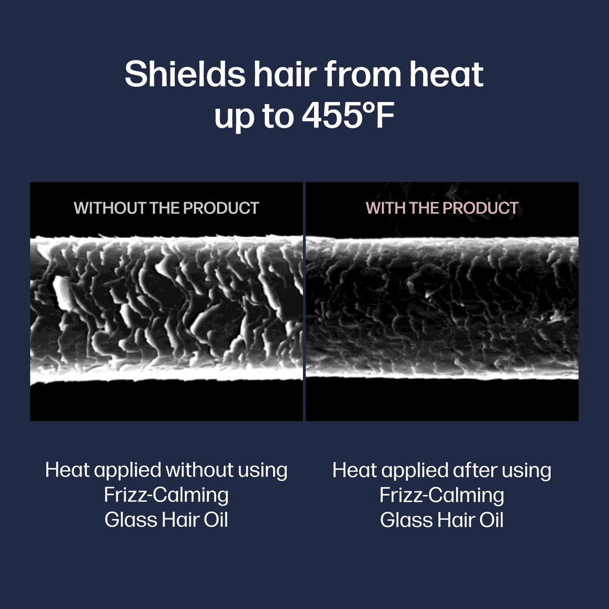 UNOVE stylized heat shield graphic indicating protection up to 455°F
