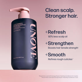 UNOVE pump close-up with silky shampoo texture for easy dispensing