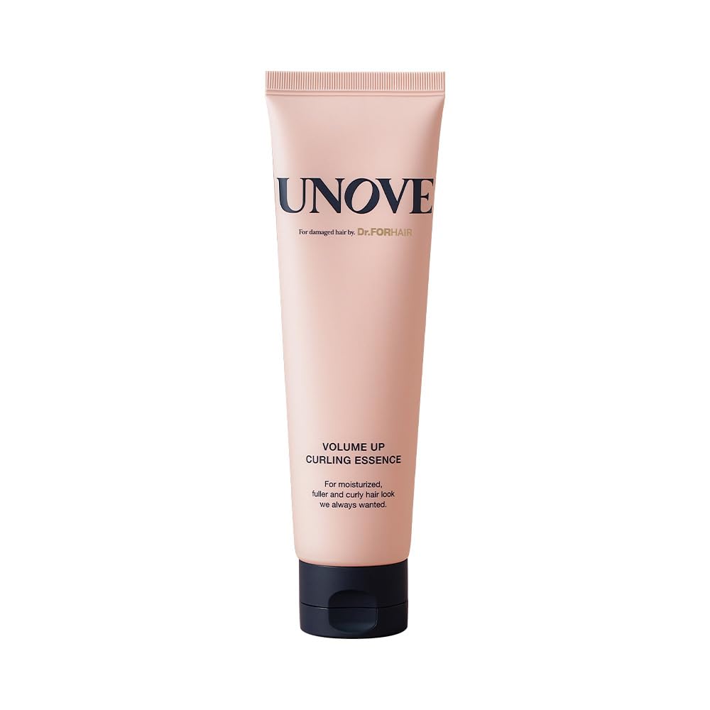 UNOVE front bottle showing curling essence and lightweight volume benefit