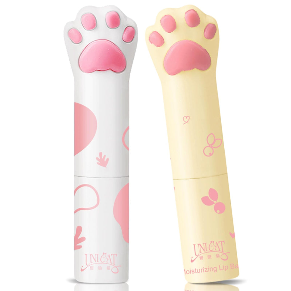 UNQCAT+ front packaging showing two UNICAT cat paw balms, cute and portable