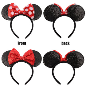 UNSPAZ red polka dot headband front view offering playful retro charm