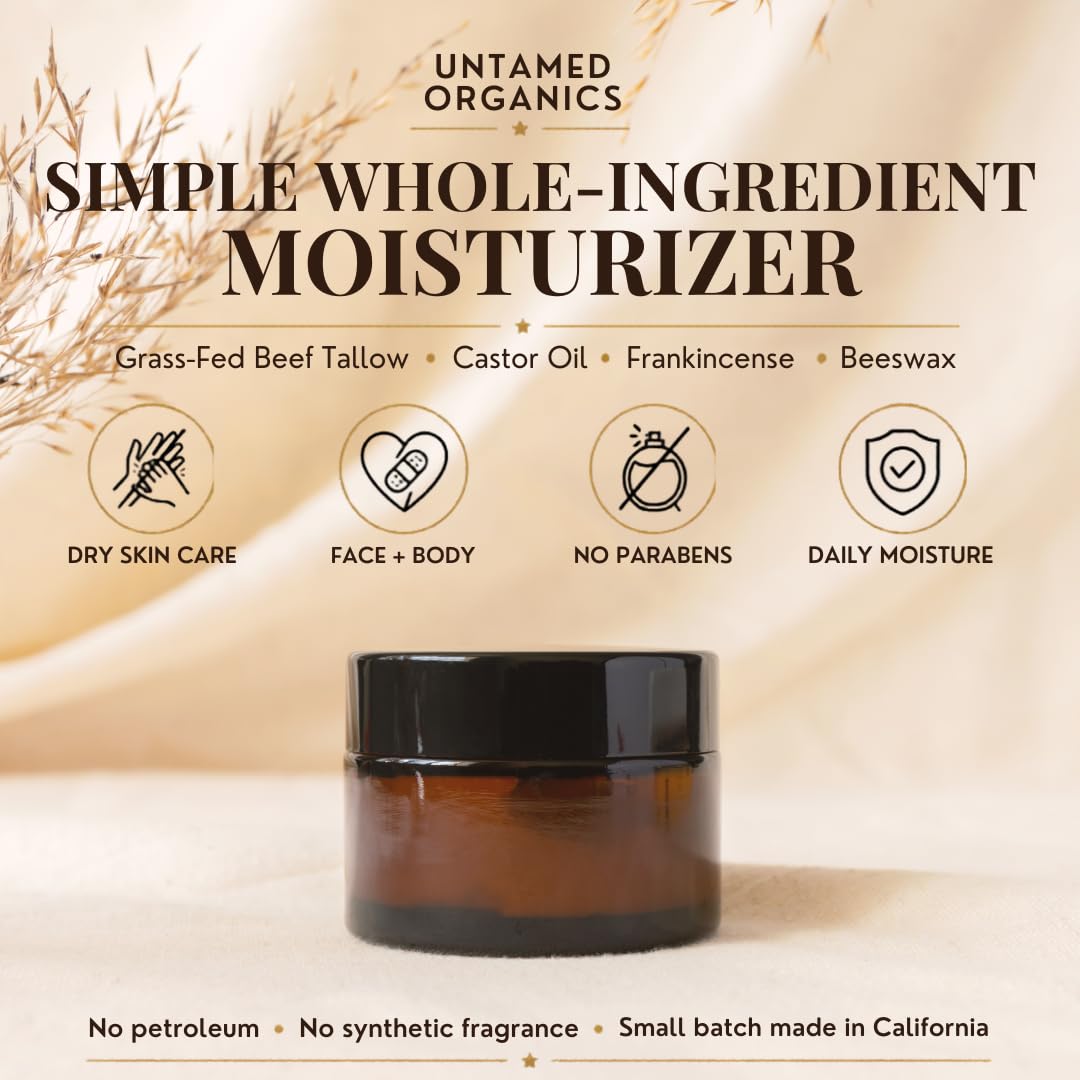 Untamed Organics open tin showing smooth tallow texture for easy spreadability