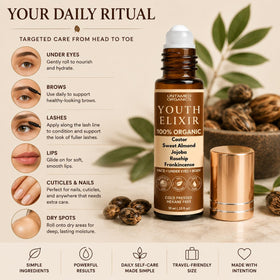 Untamed Organics bottle beside lipstick shows 10mL travel-sized convenience and portability