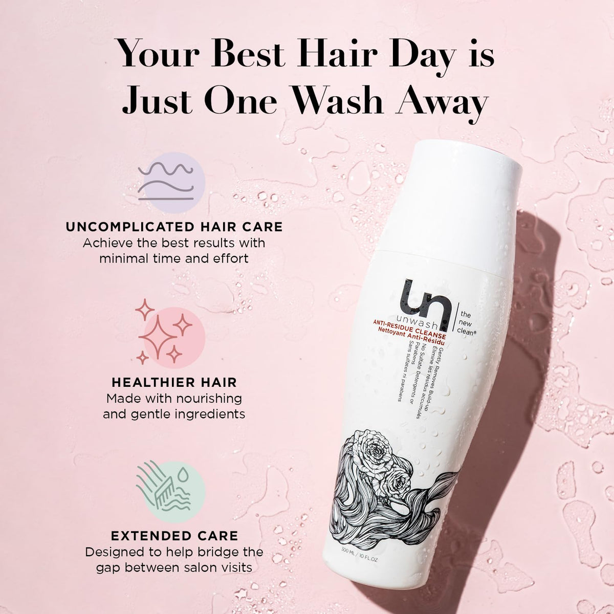 unwash held in hand to show 10 fl oz size and travel-friendly benefit