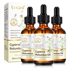 Uocasi front packaging showing Cyperus Rotundus oil for soothing post-hair removal