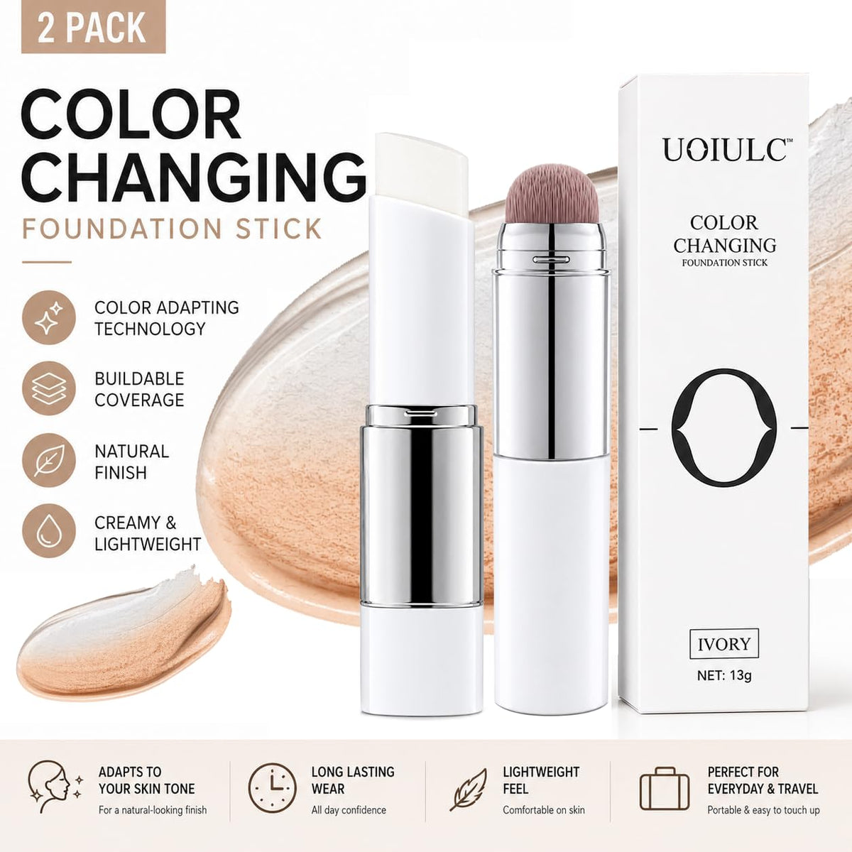 UOIULC detachable brush close-up, soft bristles for seamless blending benefit